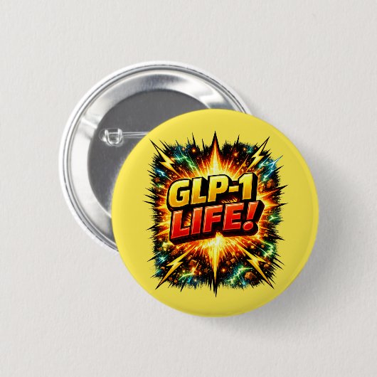 GLP-1 LEBEN! Comic Pop Art Button (Vorne & Hinten)