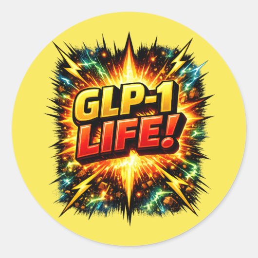 GLP-1 LEBEN! Comic Pop Art Runder Aufkleber (Vorderseite)