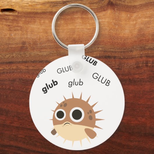 Glub Blowfish Niedlich Emoji Schlüsselanhänger (Vorderseite)