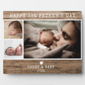 Glück 1. Vatertag 3 Foto Rustikales Holz Fotoplatte (Vorderseite)