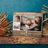 Glück 1. Vatertag 3 Foto Rustikales Holz Fotoplatte (Seite)