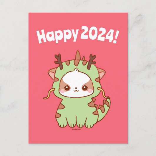 Glück 2024 Neujahr Postkarte Jahr des Drachen (Vorderseite)