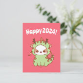 Glück 2024 Neujahr Postkarte Jahr des Drachen (Stehend Vorderseite)