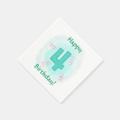 Glück 4 Geburtstag Nummer vier Wirbel Servietten (Ecke)