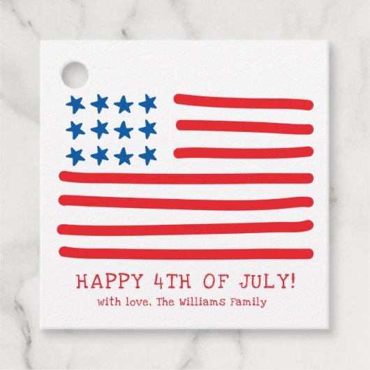 Glück 4. Juli | Amerikanische Flagge mit Handzeich Geschenkanhänger (Vorderseite)