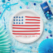 Glück 4. Juli | Amerikanische Flagge mit Handzeich Pappteller (Party)