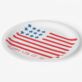 Glück 4. Juli | Amerikanische Flagge mit Handzeich Pappteller (Schrägansicht)