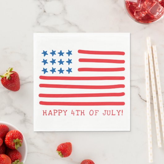 Glück 4. Juli | Amerikanische Flagge mit Handzeich Serviette (Beispiel)