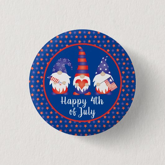 Glück 4. Juli Gnomes Red White Blue Button (Vorderseite)