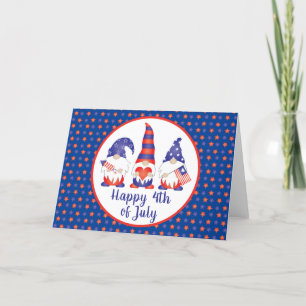 Glück 4. Juli Gnomes Red White Blue Feiertagskarte