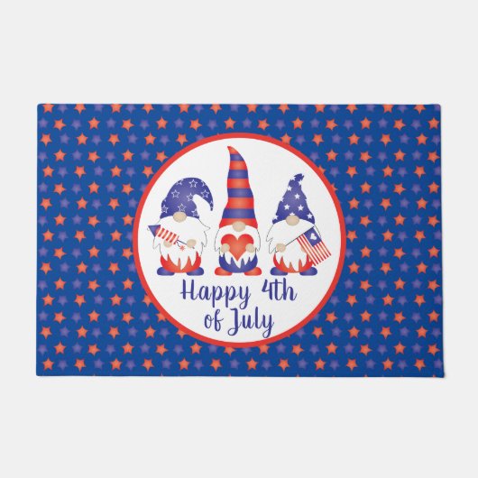 Glück 4. Juli Gnomes Red White Blue Fußmatte (Vorderseite)