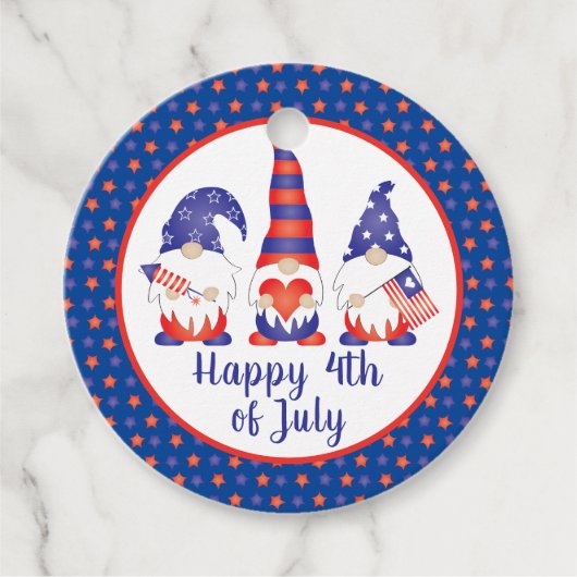 Glück 4. Juli Gnomes Red White Blue Geschenkanhänger (Vorderseite)