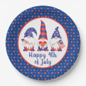 Glück 4. Juli Gnomes Red White Blue Pappteller (Vorderseite)