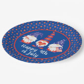 Glück 4. Juli Gnomes Red White Blue Pappteller (Schrägansicht)