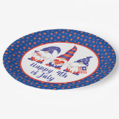 Glück 4. Juli Gnomes Red White Blue Pappteller (Schrägansicht)