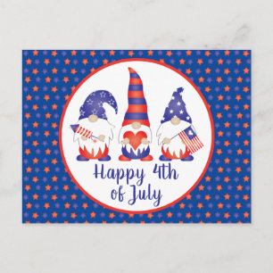 Glück 4. Juli Gnomes Red White Blue Postkarte