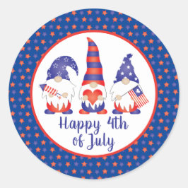 Glück 4. Juli Gnomes Red White Blue Runder Aufkleber