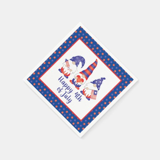 Glück 4. Juli Gnomes Red White Blue Serviette (Ecke)
