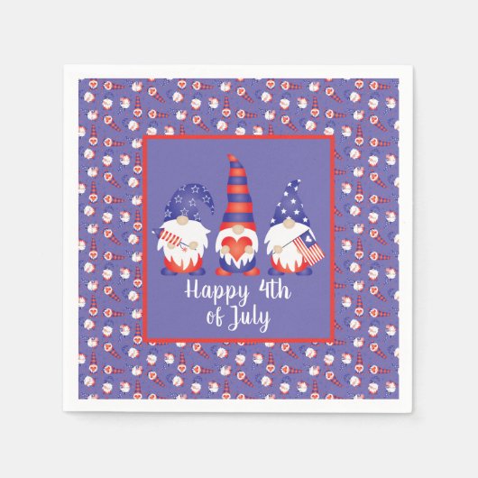 Glück 4. Juli Gnomes Red White Blue Serviette (Vorderseite)