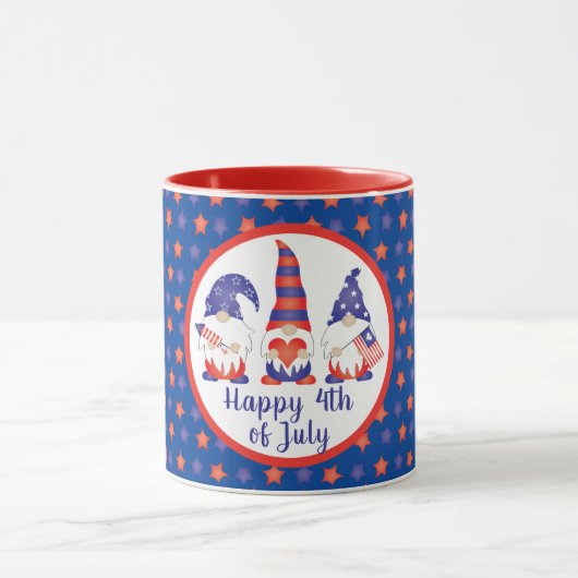 Glück 4. Juli Gnomes Red White Blue Tasse (Zentrum)