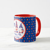 Glück 4. Juli Gnomes Red White Blue Tasse (VorderseiteRechts)