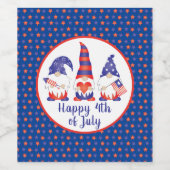 Glück 4. Juli Gnomes Red White Blue Weinetikett (Einzelnes Label)