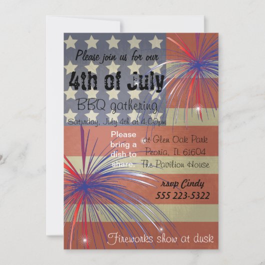 Glück 4. Juli | VINTAG Einladung (Vorderseite)