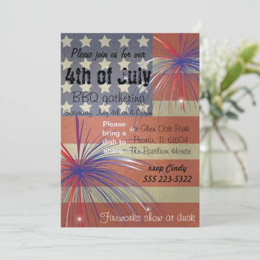 Glück 4. Juli | VINTAG Einladung (Stehend Vorderseite)