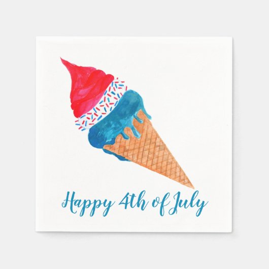 Glück 4. Juli Wasserfarbeis Serviette (Vorderseite)