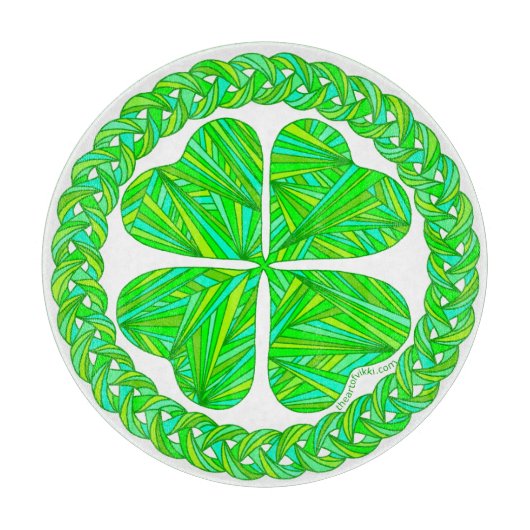 Glück 4 Leaf Clover Celtic Kleeblatt Green Irish Schneidebrett (Vorderseite)