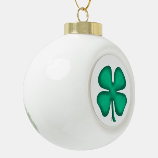 Glück 4 Leaf Irish Closing Weihnachtsball Keramik Kugel-Ornament (Links)