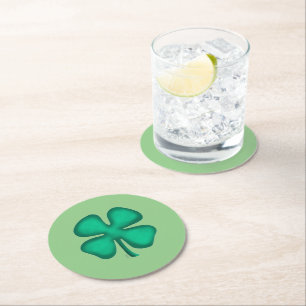 Glück 4 Leaf Irish Clou Grün runde Untersetzer