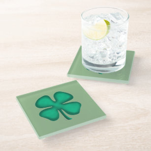 Glück 4 Leaf Irish Clou grünes Glas Untersetzer