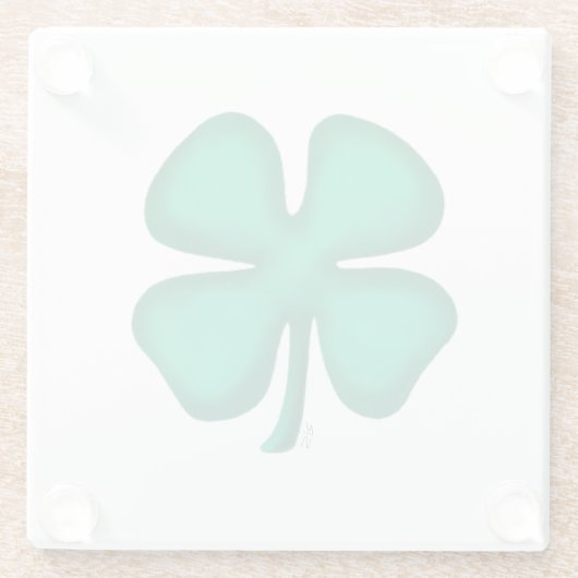Glück 4 Leaf Irish Clou Weiß Glas Untersetzer (Rückseite)
