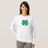 Glück 4 Leaf Irish Cloud Frauen weiße lange Shirt (Vorne ganz)