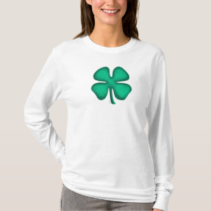 Glück 4 Leaf Irish Cloud Frauen weiße lange Shirt