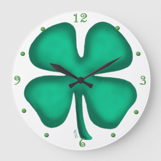Glück 4 Leaf Irish Cloud Wanduhr mit Zahlen (Vorderseite)