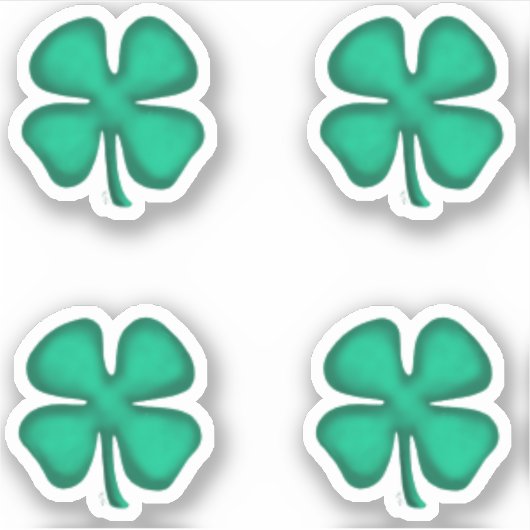 Glück 4 Leaf Irish Clover 4 kleine Kontur Aufklebe Aufkleber (Vorderseite)