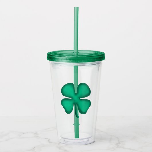 Glück 4 Leaf Irish Clover Acryl Tumbler Acryltrinkbecher (Vorderseite)