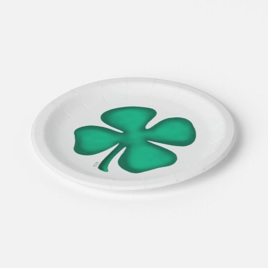 Glück 4 Leaf Irish Clover Papier Teller (Schrägansicht)