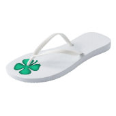 Glück 4 Leaf Irish Clover weiße Flip Flops Badesandalen (Schrägansicht)