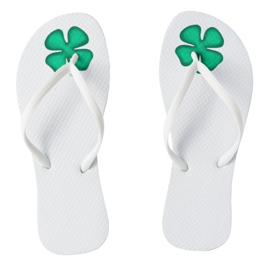 Glück 4 Leaf Irish Clover weiße Flip Flops Badesandalen (Fußbett)