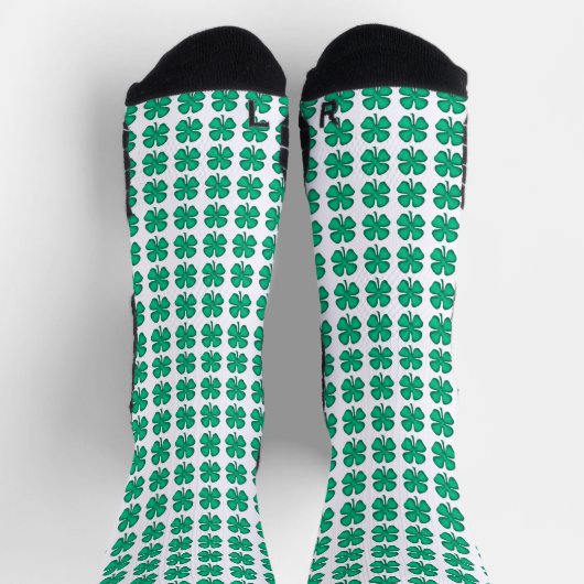 Glück 4 Leaf Irish Clover weiße Performance Socken (Oben)