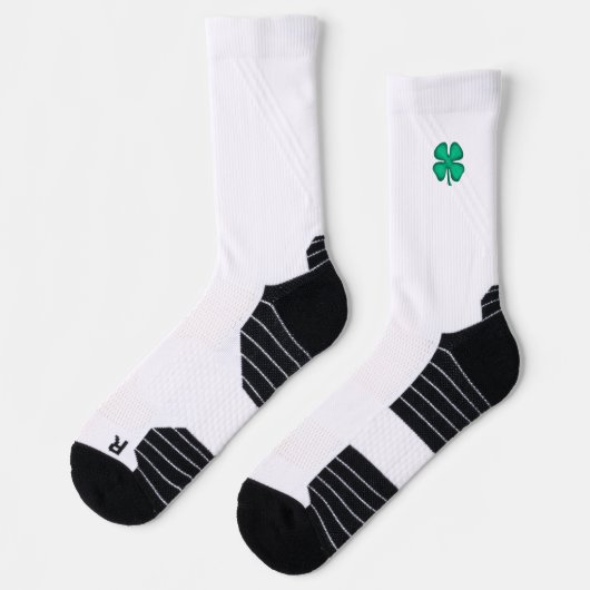 Glück 4 Leaf Irish Clover weiße Performance Socken (Links)