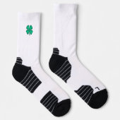 Glück 4 Leaf Irish Clover weiße Performance Socken (Rechts)