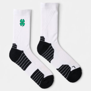 Glück 4 Leaf Irish Clover weiße Performance Socken