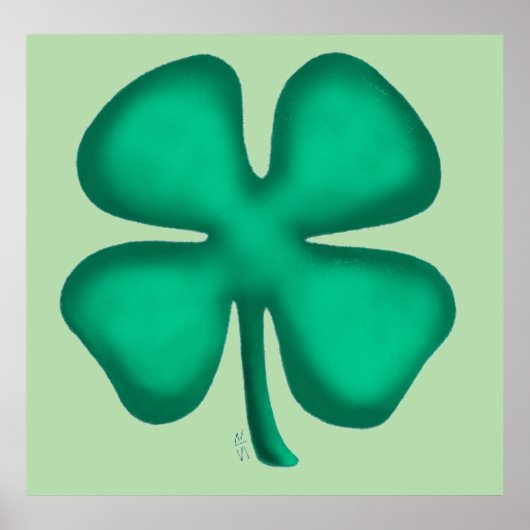 Glück 4 Leaf Irish Clover Wert grünes mattes Plaka Poster (Vorne)