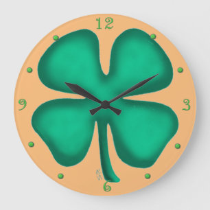 Glück 4 Leaf Irish Kleber tan Mauer Uhr