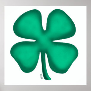Glück 4 Leaf Irish Kleber weißen Wert Matte Poster
