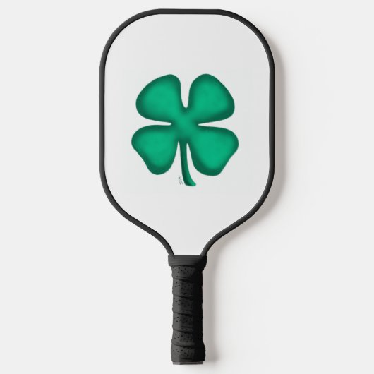 Glück 4 Leaf Irish Kleber weißes Pickleball Paddel Schläger (Vorderseite)